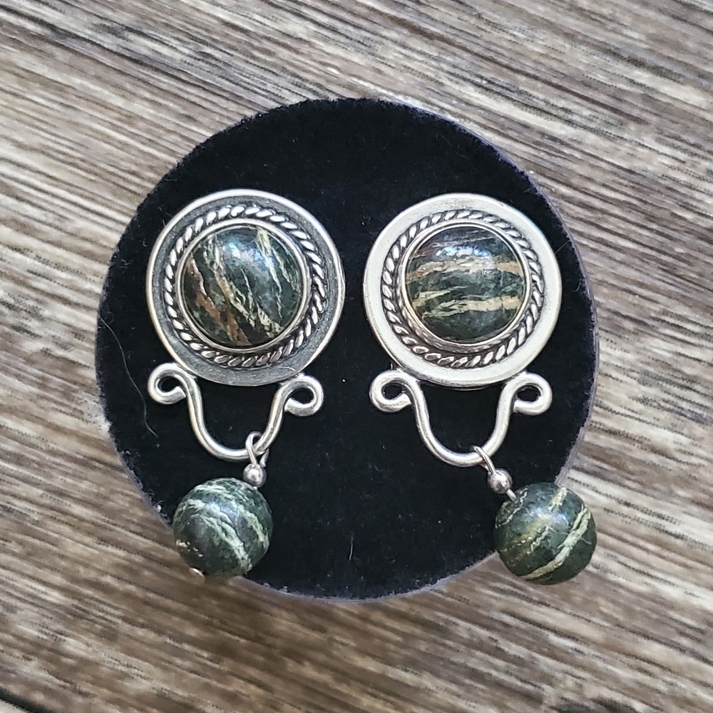 Sterling & Black Stone Earrings